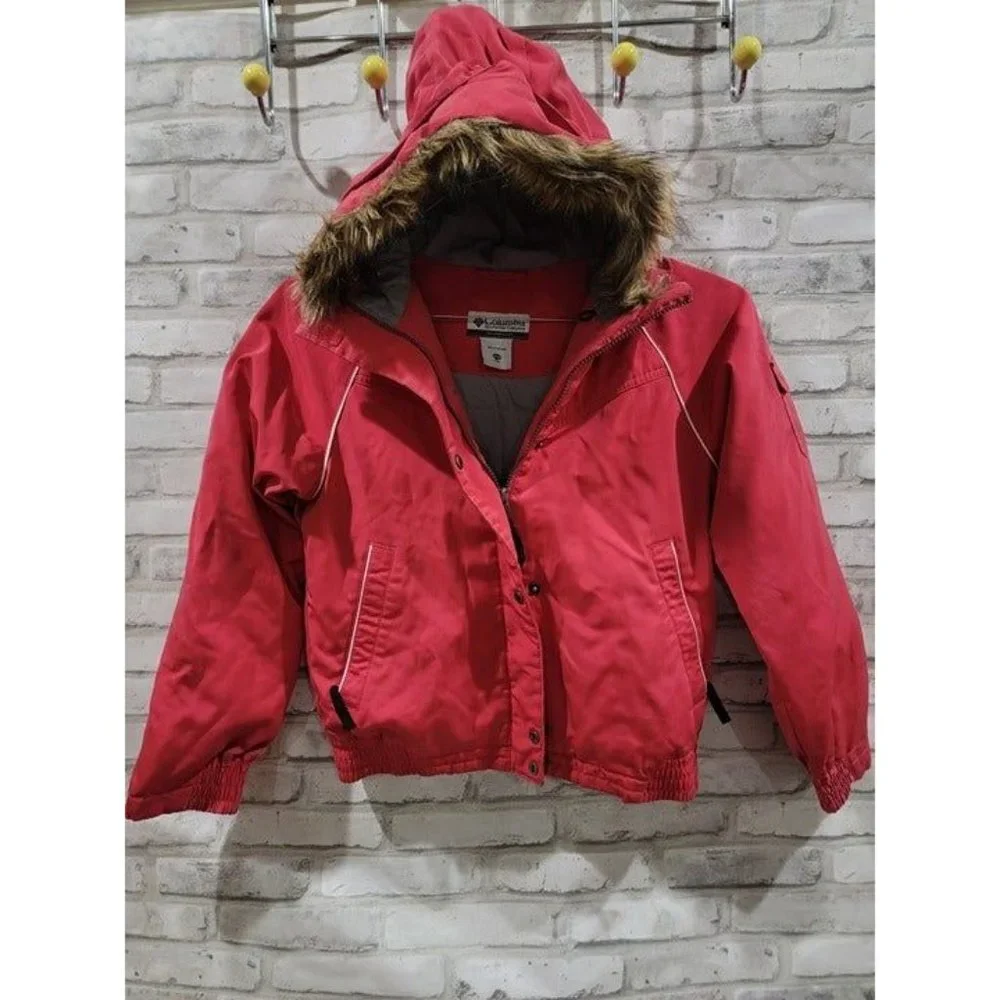 Columbia Size 10/12 Girls Pink Waterproof Insulated Hooded Puffer‎ Jacket